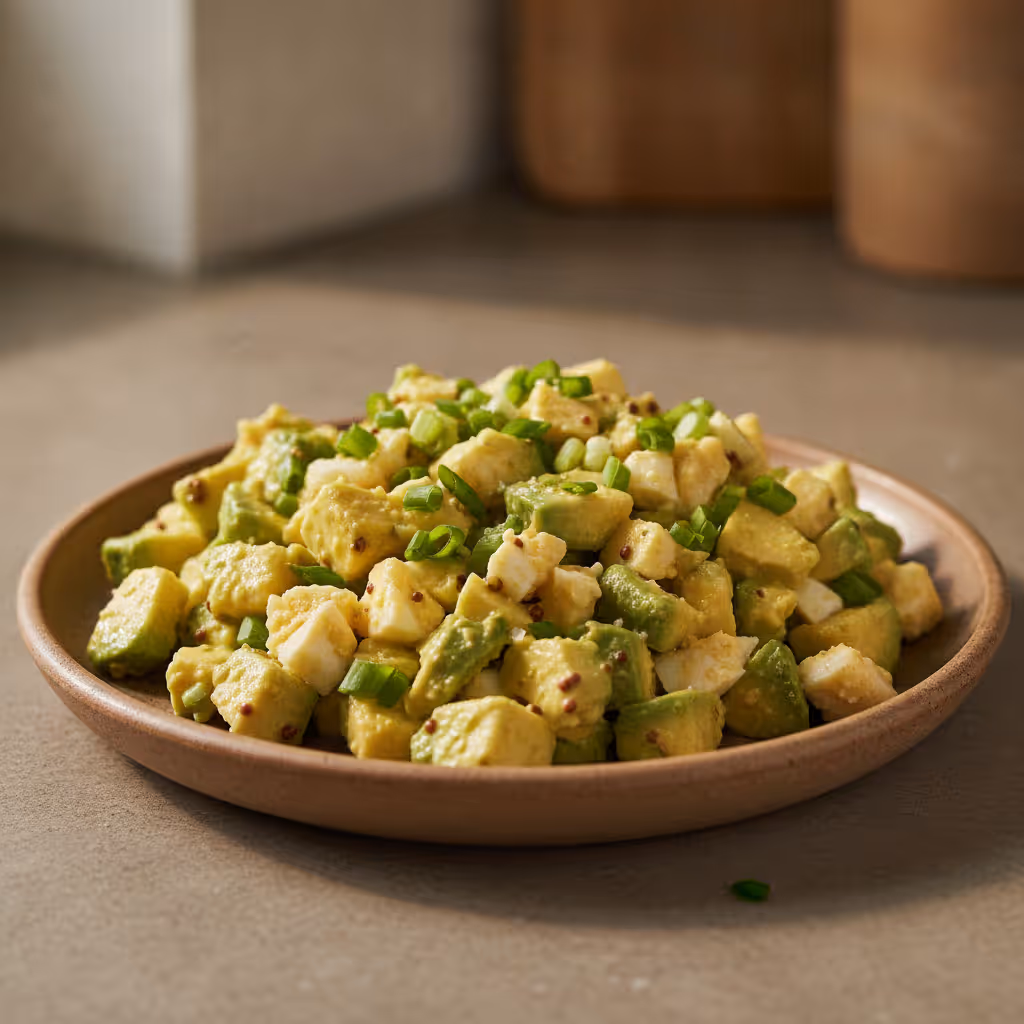 Avocado-æggesalat, klar til servering
