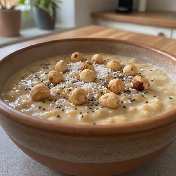 Banan-hasselnød-kokos-pudding