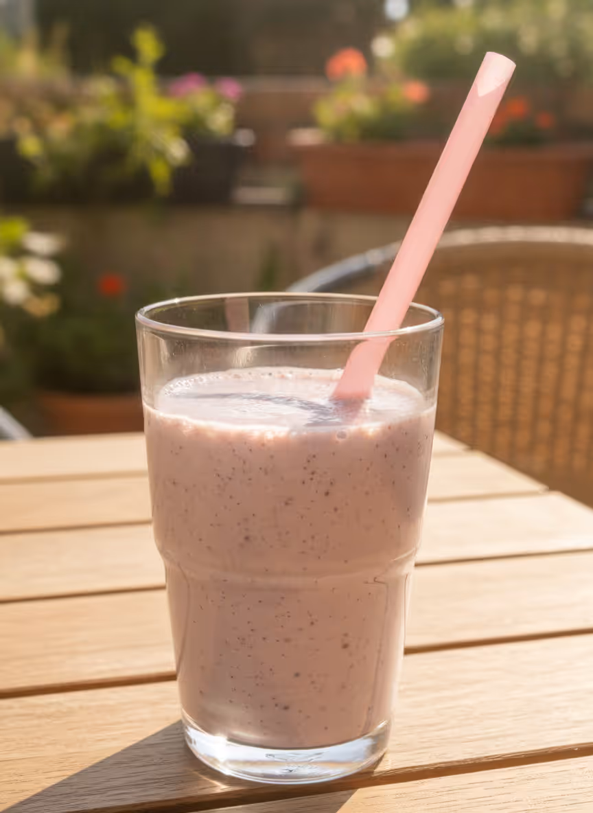 Blåbær milkshake, klar til servering