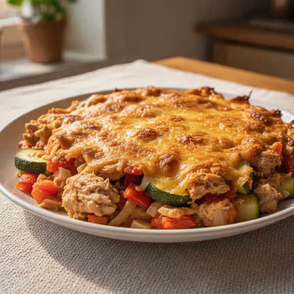 Tunfiskegratin med osteskorpe